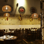 Semi Circle Wood Lantern Shaped Pendant Light Li001987