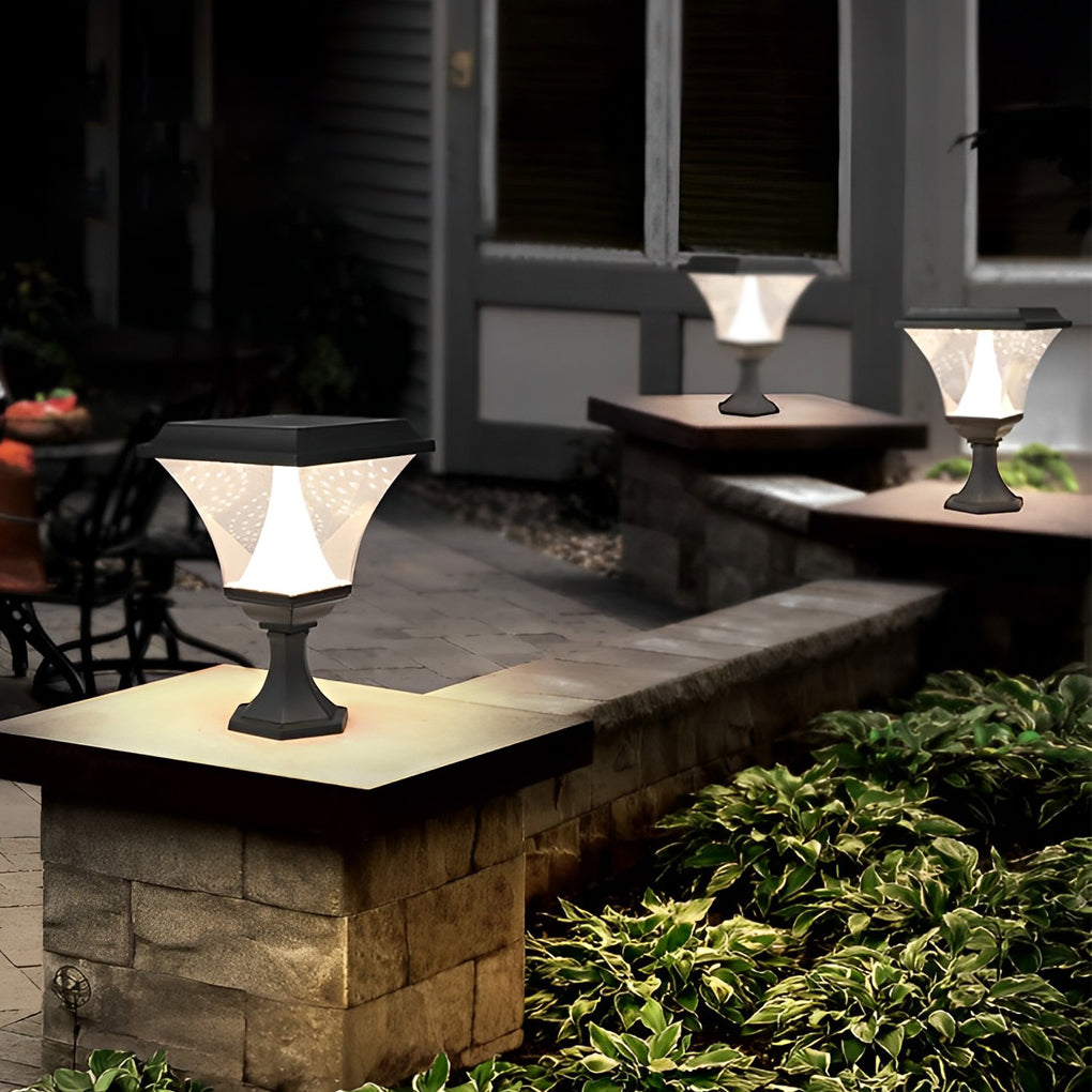 Square Retro Solar Fence Post Light Ha081283
