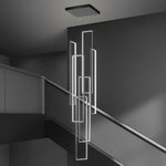 Nordic Black Aluminum LED Linear Staircase Chandelier