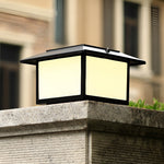 Solar-Powered Aluminum Post Cap Light with Three-Step Dimming for Modern Outdoor Spaces