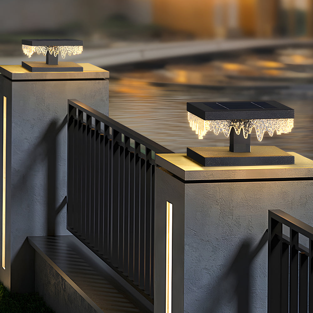 Waterproof Square Creative Led Black Modern Solar Fence Post Lights