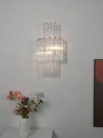 Glacier Tier Textured Glass Wall Sconce in Nickel