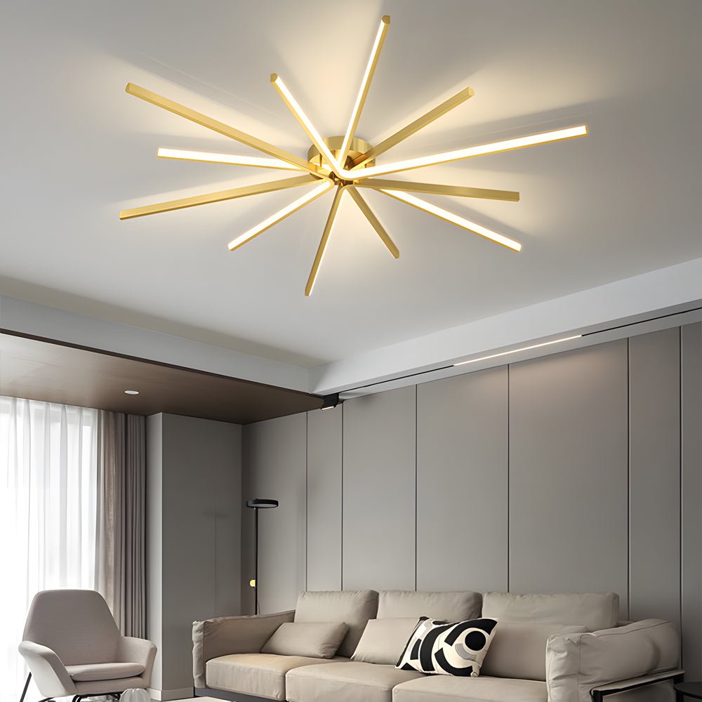 Aurelia Copper Starburst Semi-Flush Ceiling Light with Integrated LED