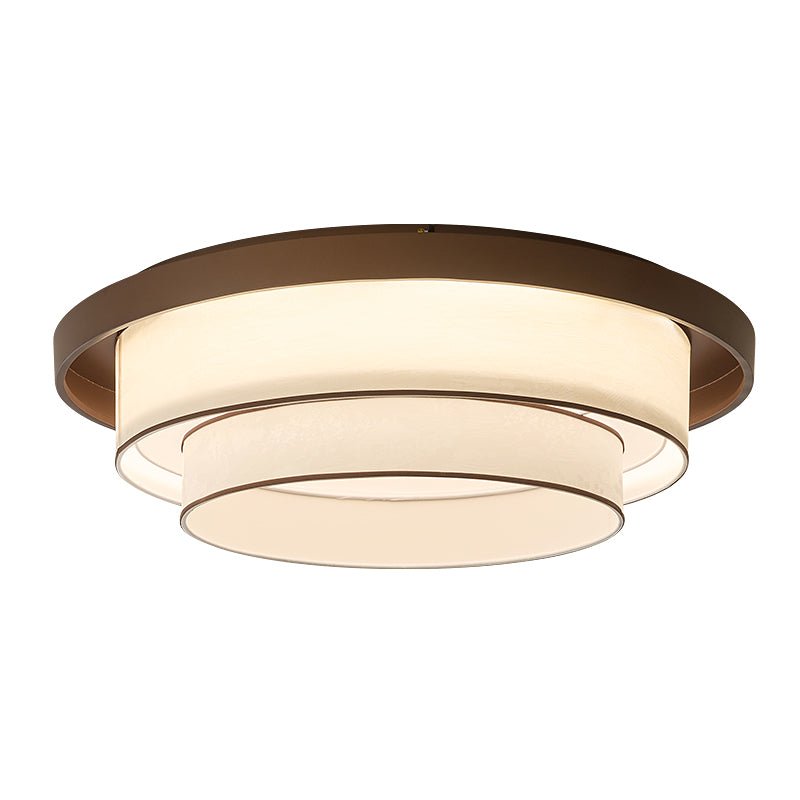 Auralyn Ceiling Light – Layered Fabric Flush Mount in Bronze