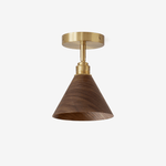 Cone Semi-Flush Ceiling Light in Walnut and Brass