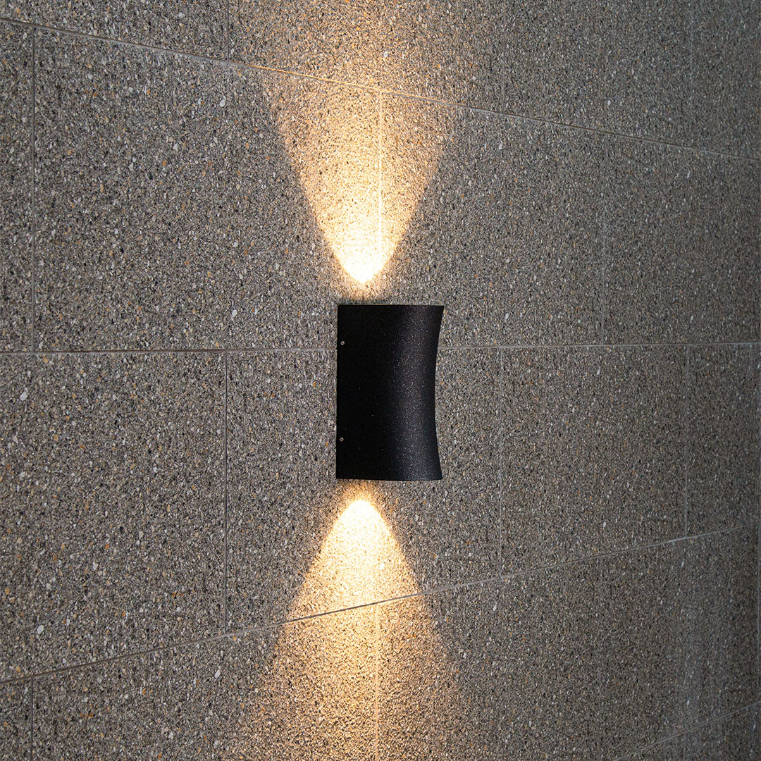 Aria Up-Down LED Outdoor Wall Light in Black Aluminum