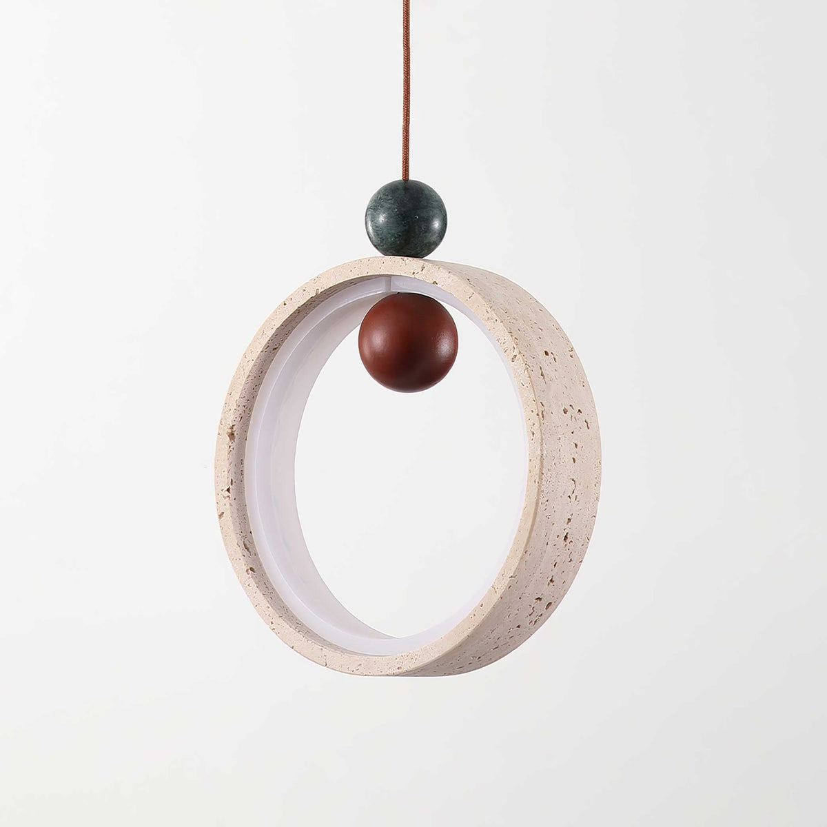 Orvion Swag Pendant Light in Yellow Travertine with Marble Accents