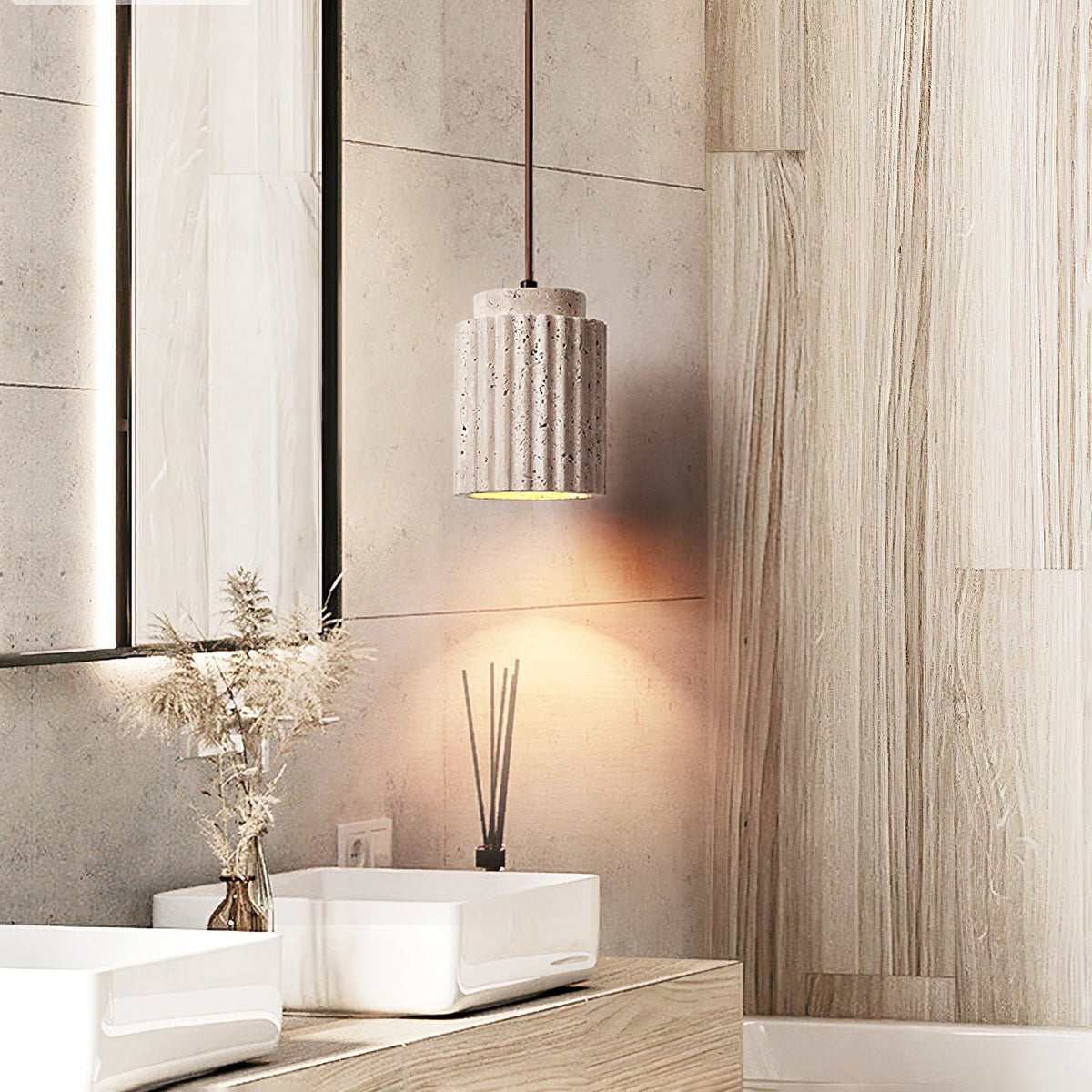 Caelia Travertine Pendant Light – Sculptural Stone Illumination