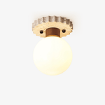 Cogstone Orb Ceiling Light in Travertine and Frosted Glass