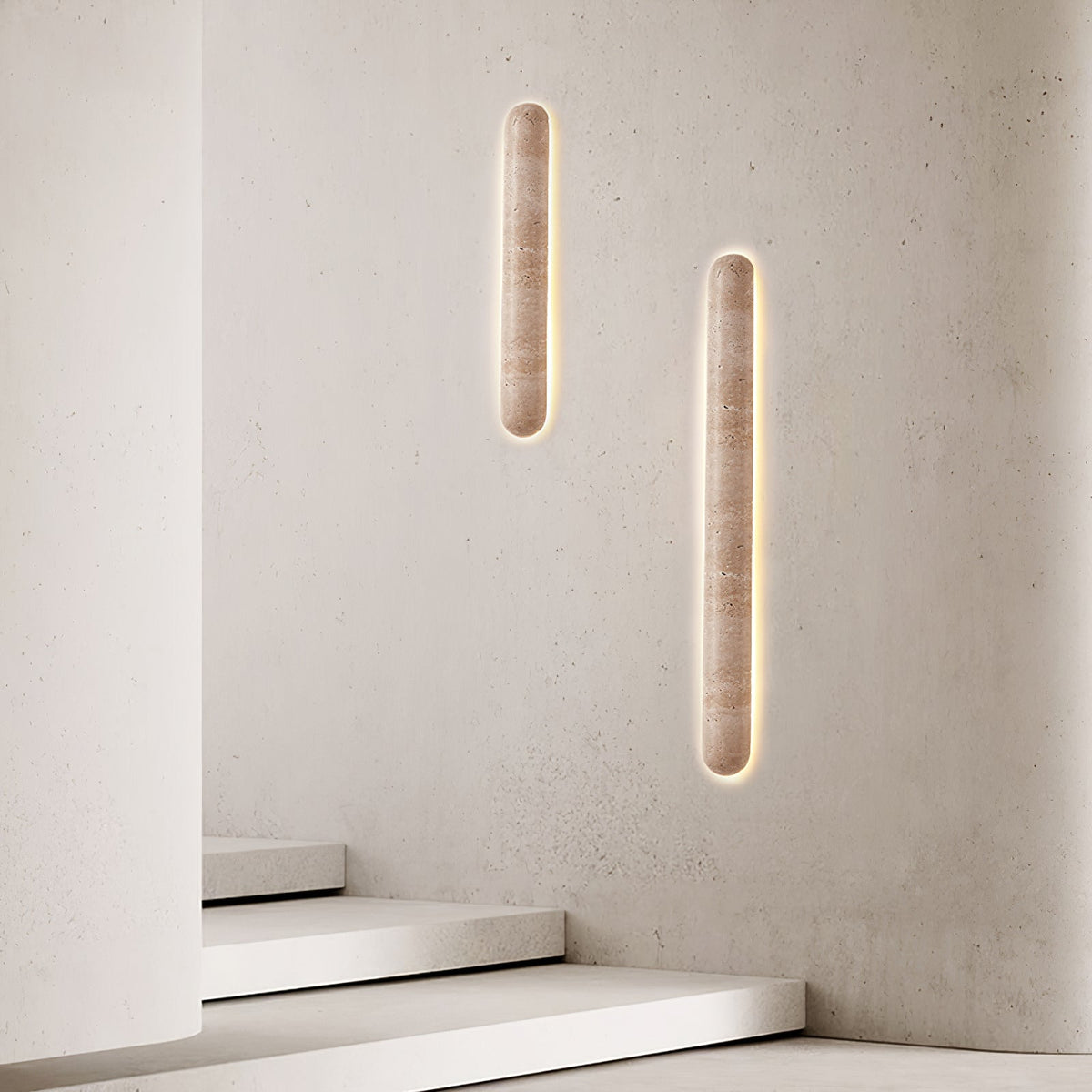 Liora Travertine Wall Sconce — Sculptural Stone LED Wall Light