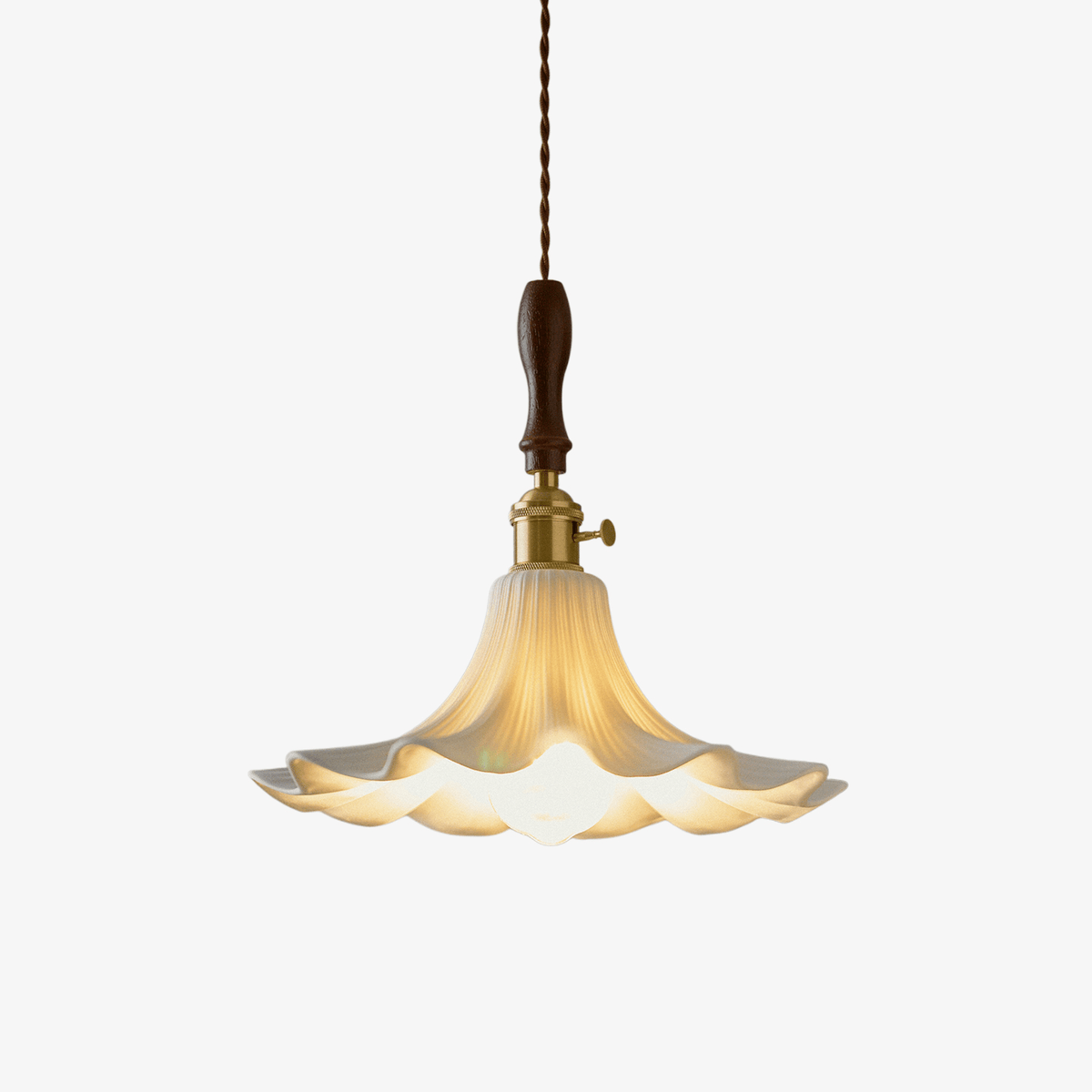 Bloom Twist Pendant Light – Art Glass & Brass Modern Hanging Lamp