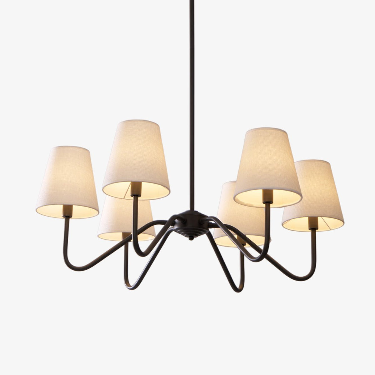Lumos Black Chandelier – Modern Fabric Shade Pendant Light for Dining Room