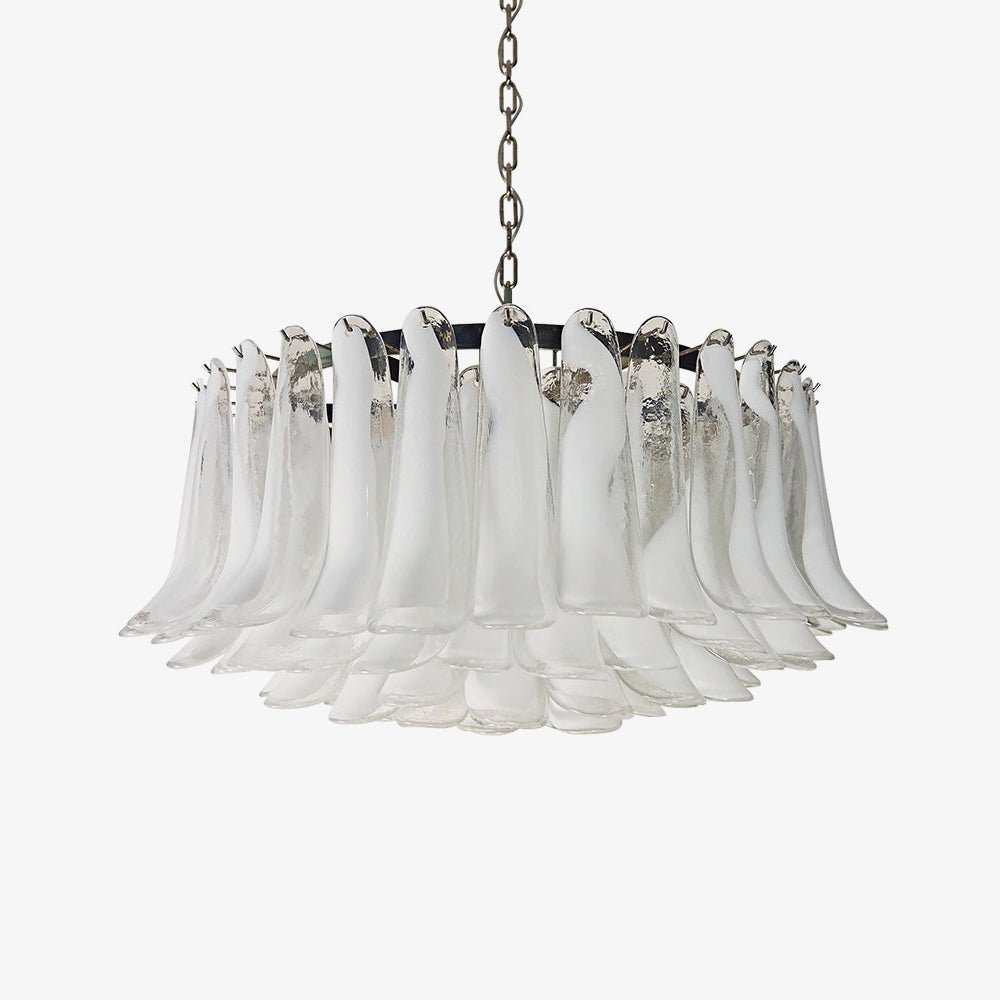 Petals Frosted Glass Chandelier in White | Modern Designer Lighting