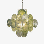 Verdant Bloom Modern Glass Chandelier with Green Discs