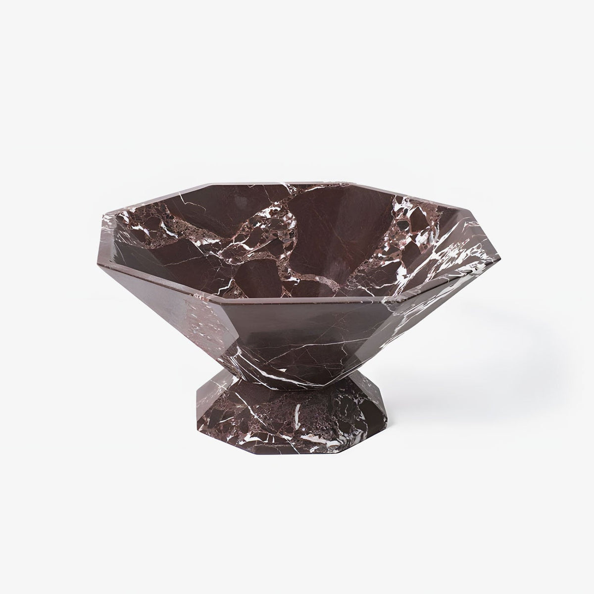 Facet Sculptural Marble Pedestal Bowl & Decorative Catchall Tray