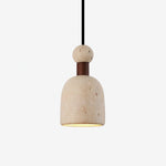 Terra Orb Pendant Light in Yellow Travertine and Wood