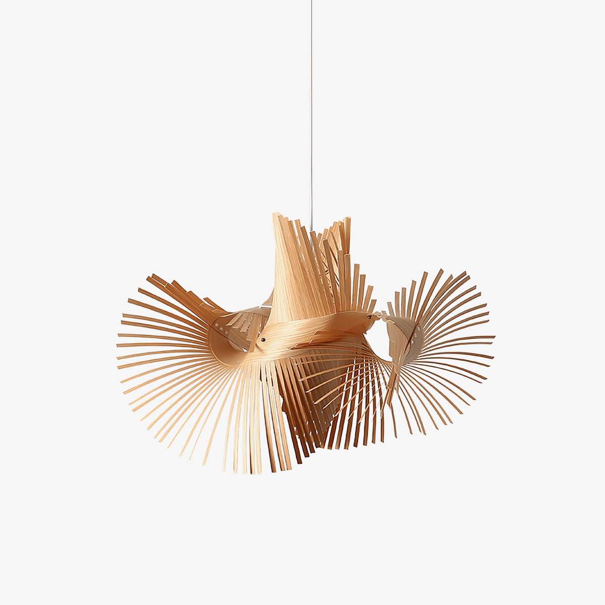 Avian Flair Wooden Pendant Light – Sculptural Bird Form, Natural Wood