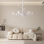 Passera Sculptural Plaster Chandelier with Birds and Tulip Shades