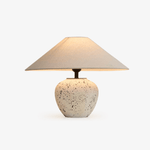 Speckled Ceramic Table Lamp with Fabric Shade for Bedroom & Living Room