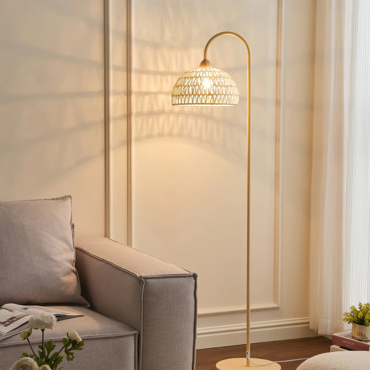 Rattan Bend Floor Lamp
