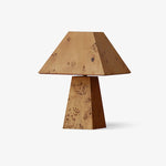 Alder Sculptural Burl Wood Table Lamp with Geometric Shade