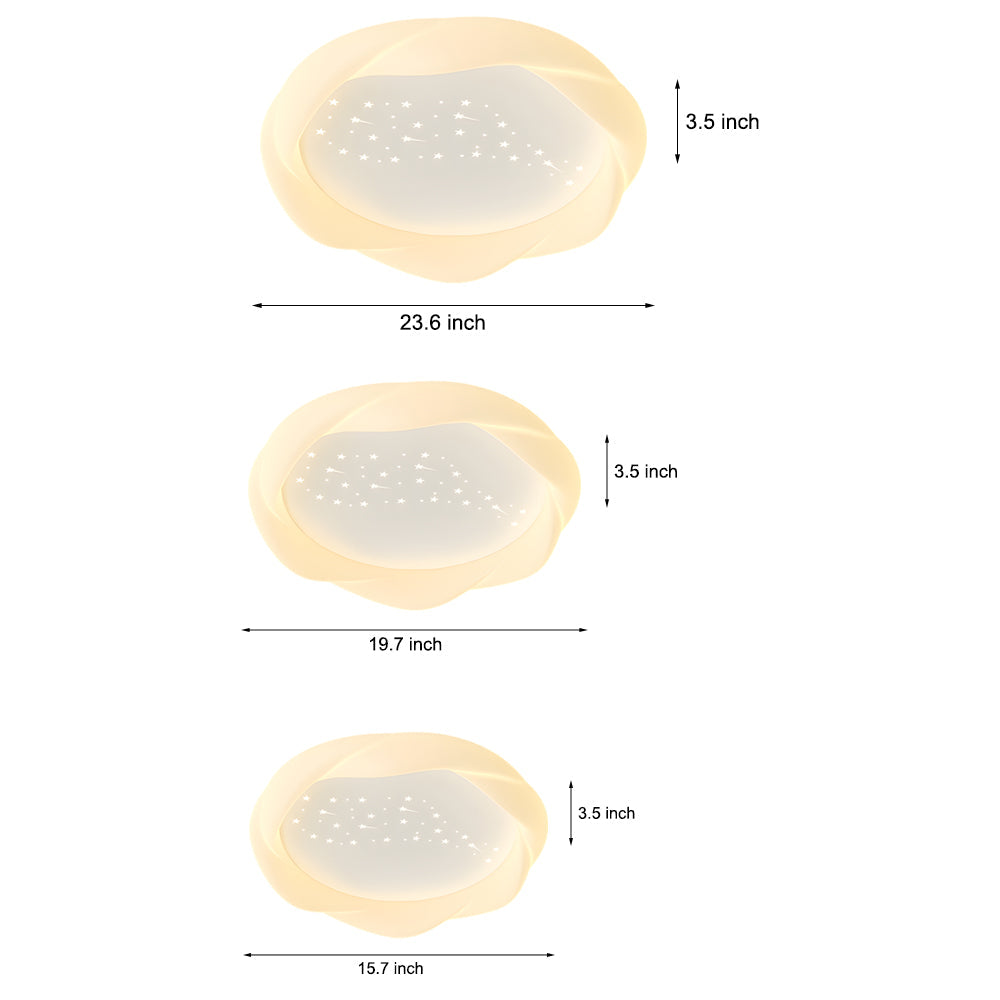 Round Pe Shade Iron Three Step Dimming Milky White Modern Ceiling Lights