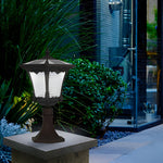 Vintage Solar LED Lawn Lamp with Ornate Top in Coffee Gold Finish