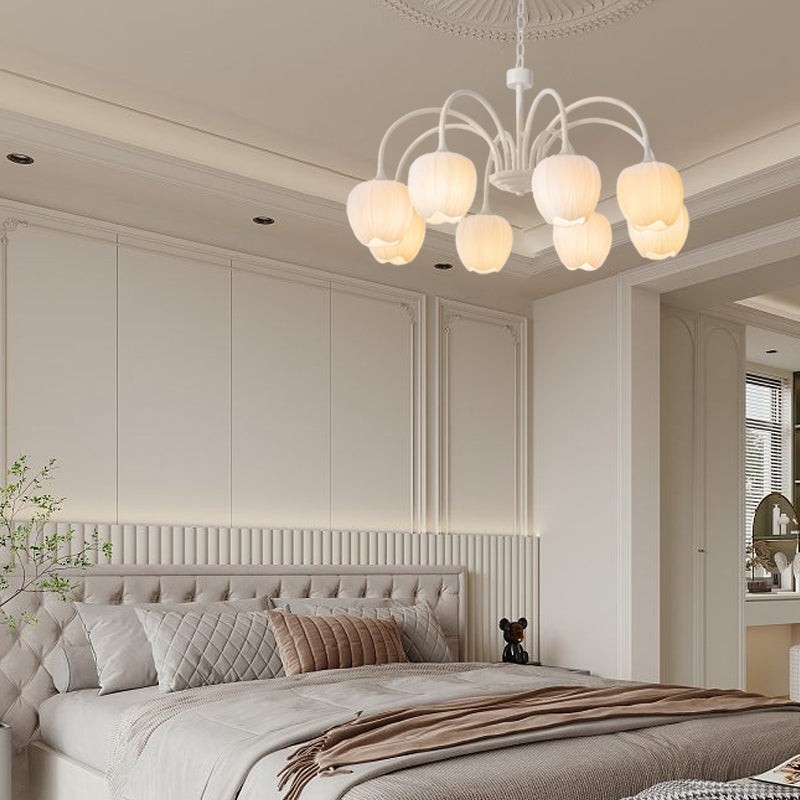Tulips Flowers Led Milky White Chandelier Li002603