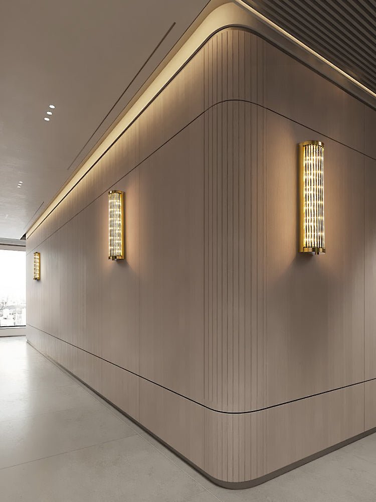 Luma Column LED Wall Sconce in Brushed Gold and Clear Glass