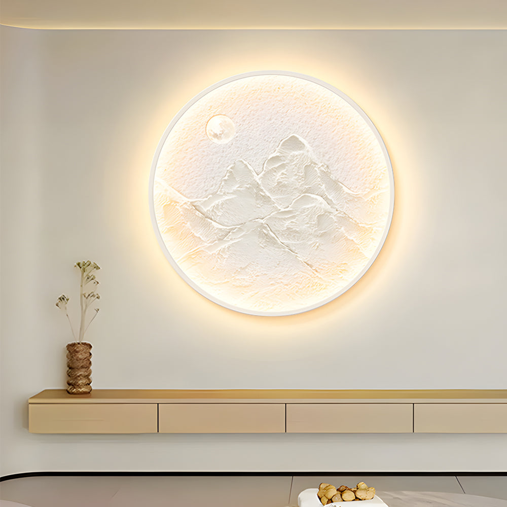 Nordic Moon Wall Sconce Round Mountain Moon Decorative Painting Lamp