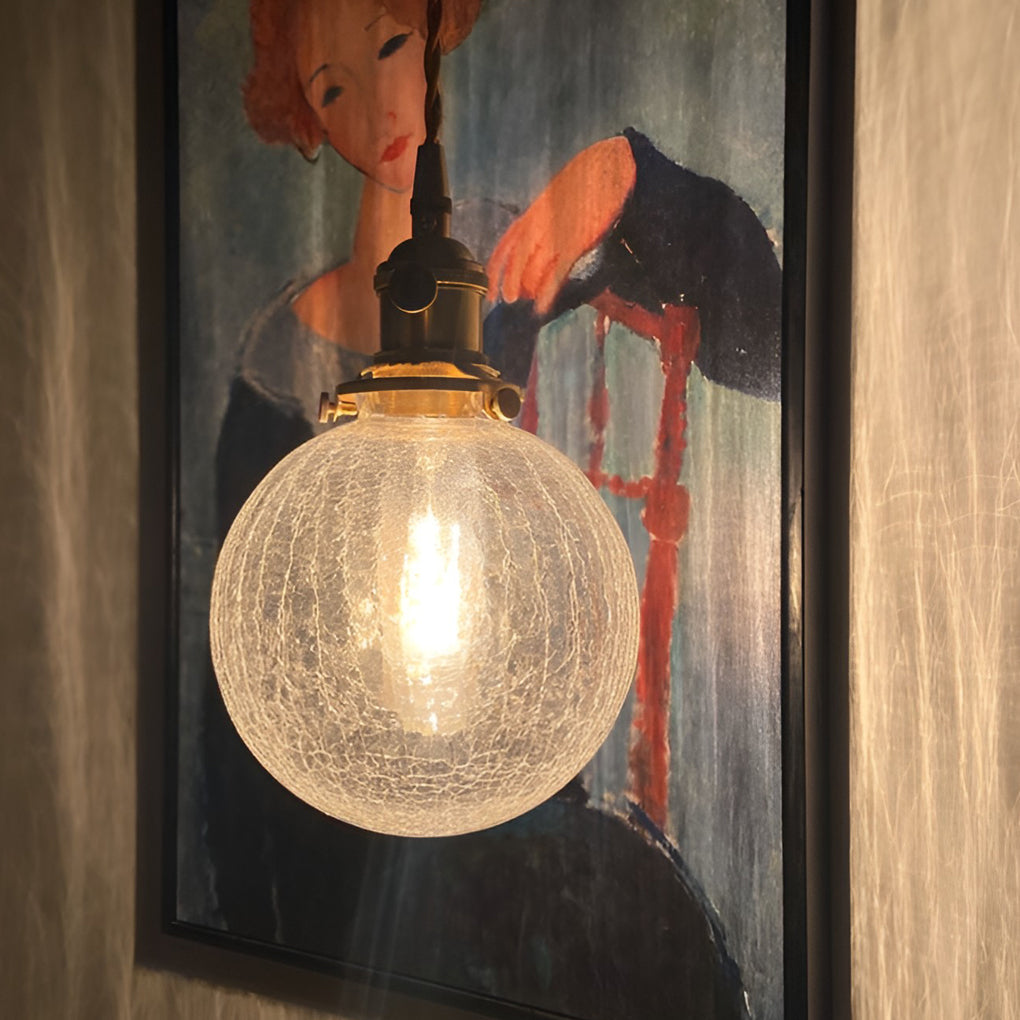 Spherical Glass Cracked Pattern Ceiling Lamp Li001924