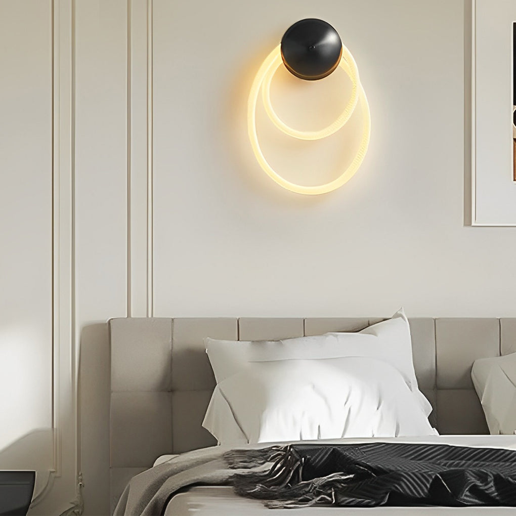 Artisan Round LED Wall Sconce in Brushed Black with Handwoven Nylon Shade