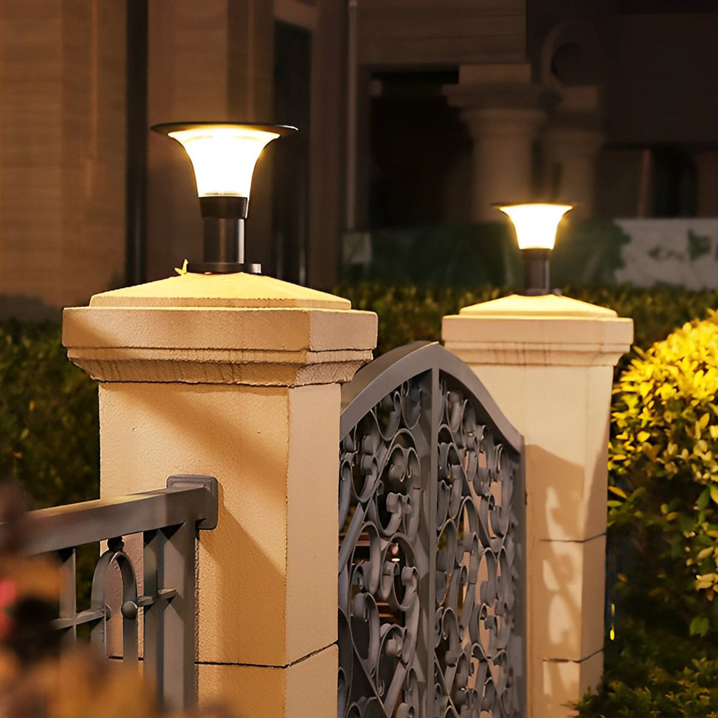 Round Black Solar Fence Post Light Ha082917