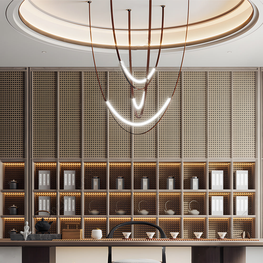 1 3 Leather Belts Led Pendant Light Modern Led Staircase Chandelier