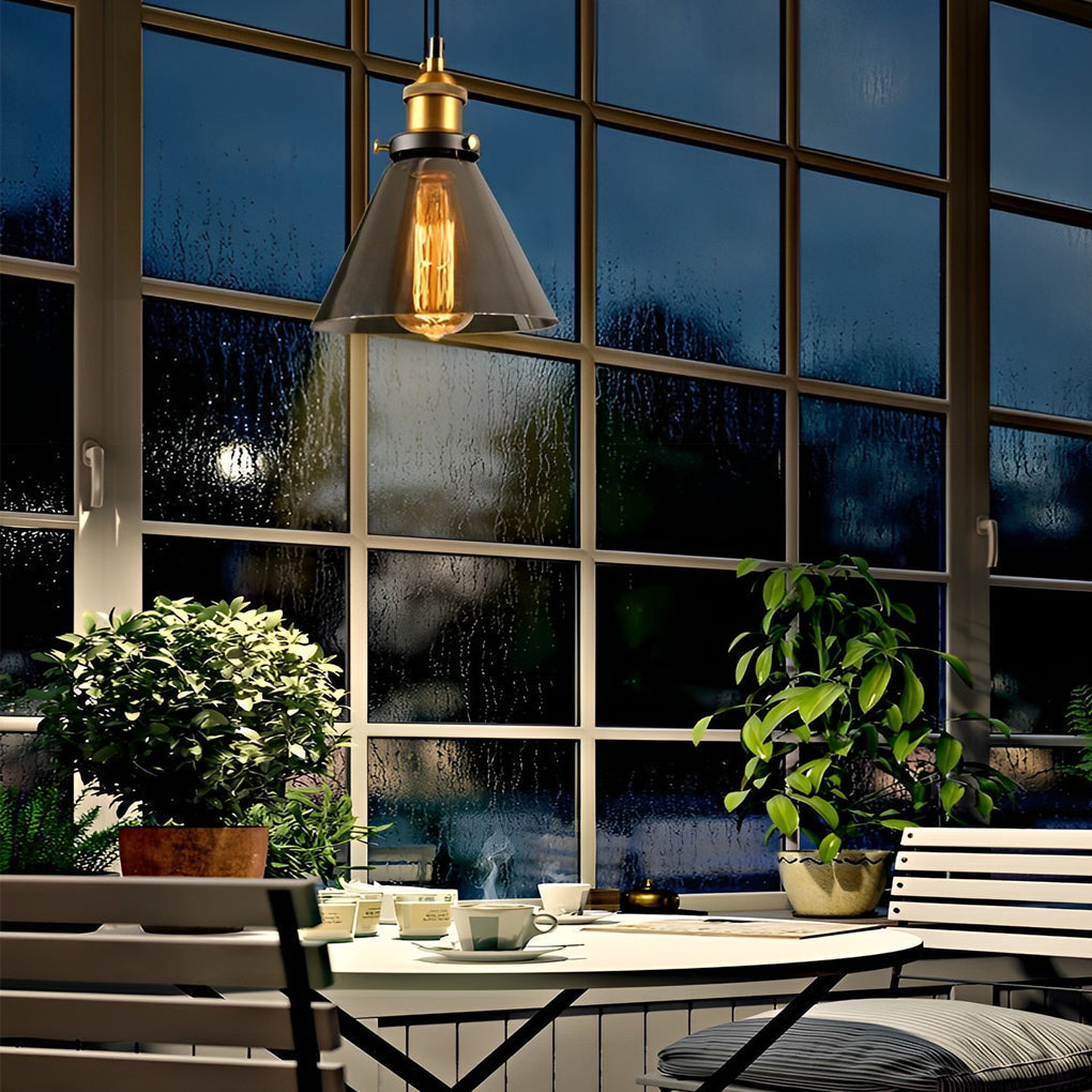 Smoke Gray Industrial Pendant Lamp Ha077613