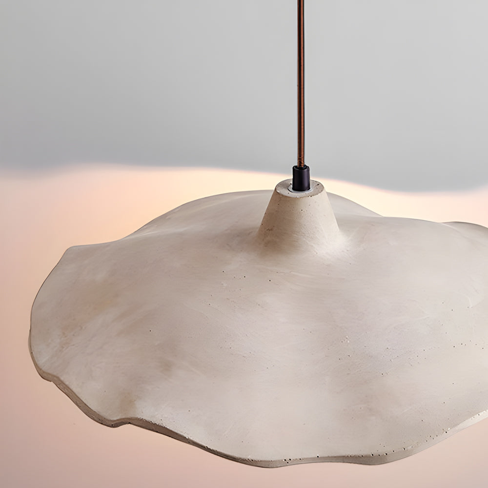 Japanese 1 Light Cement Wavy Pendant