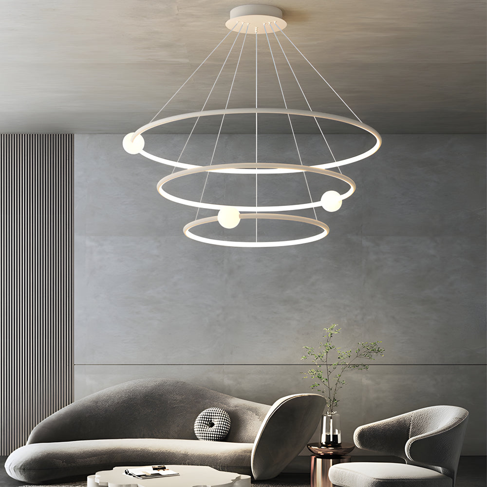 White Black Circular Pendant Lamp Dimmable Led Rings Chandelier