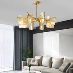 6 8 Light Dimmable Metallic Electroplated Glass Chandelier Lighting