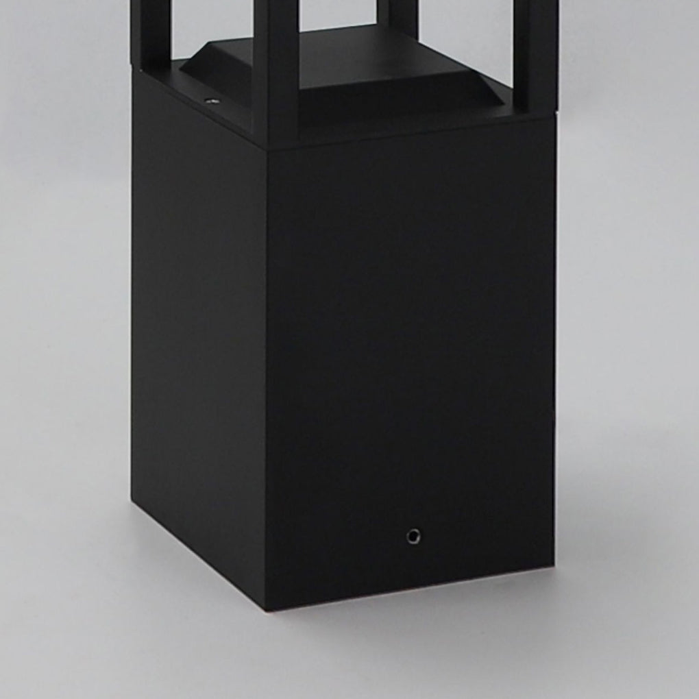 Modern Solar LED Bollard Lights in Black Aluminum for Pathways