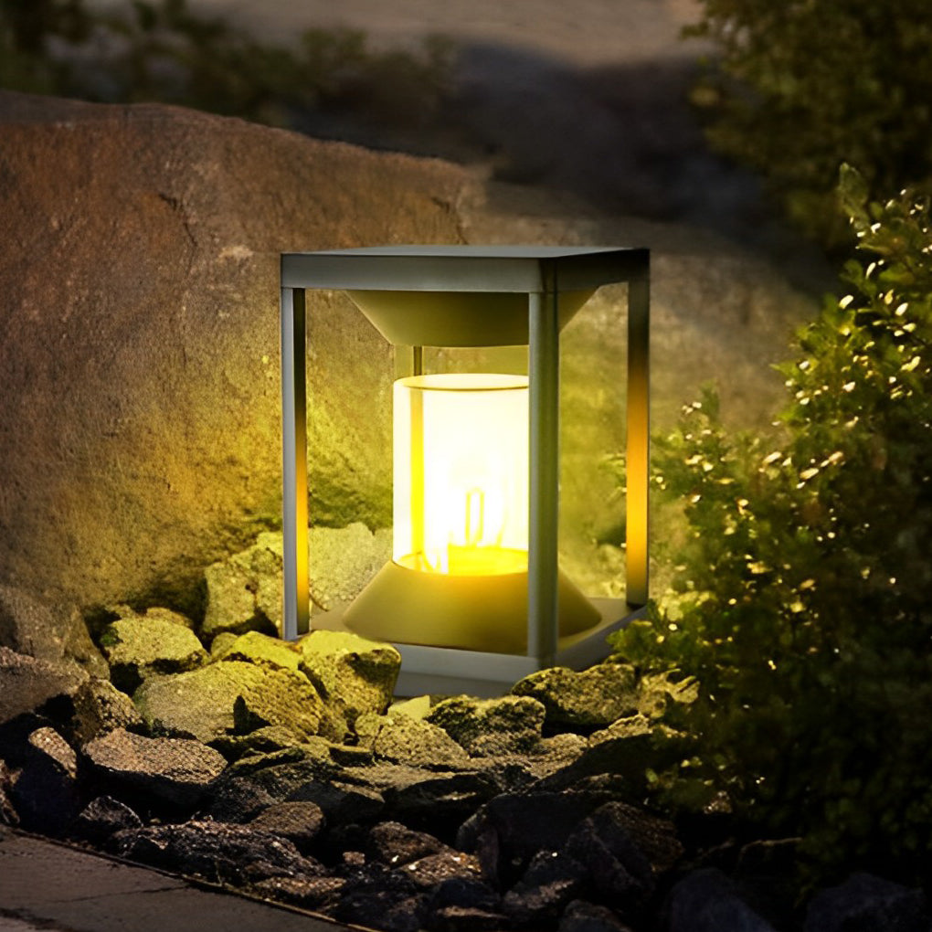 Square Minimalist Solar Fence Post Light Ha080736