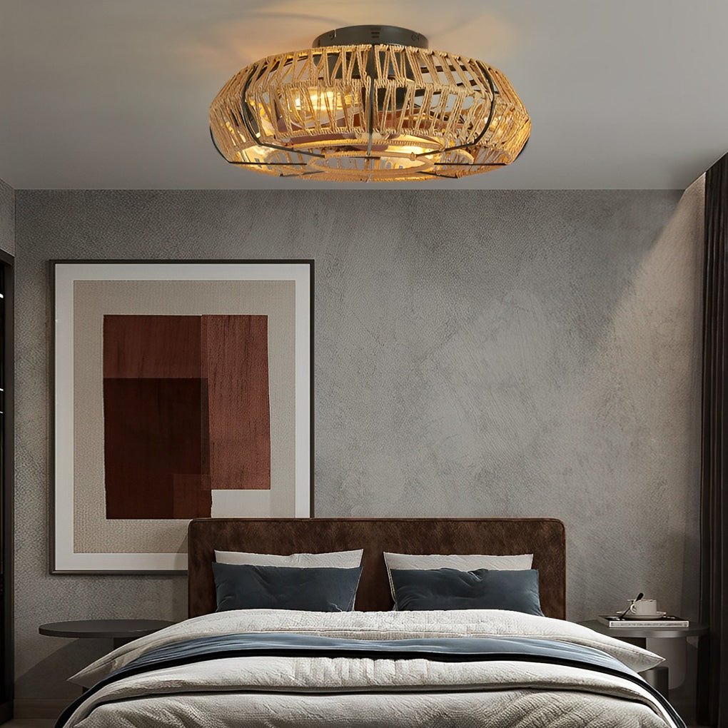 Rattan Industrial Style Ceiling Fan Lamp Ha079284