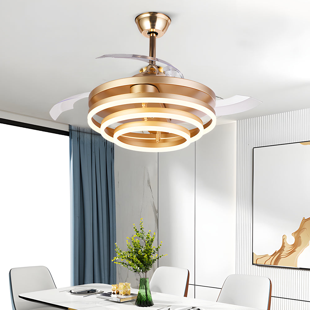 Modern 41 Retractable Ceiling Fan With Led Lights And Remote Control