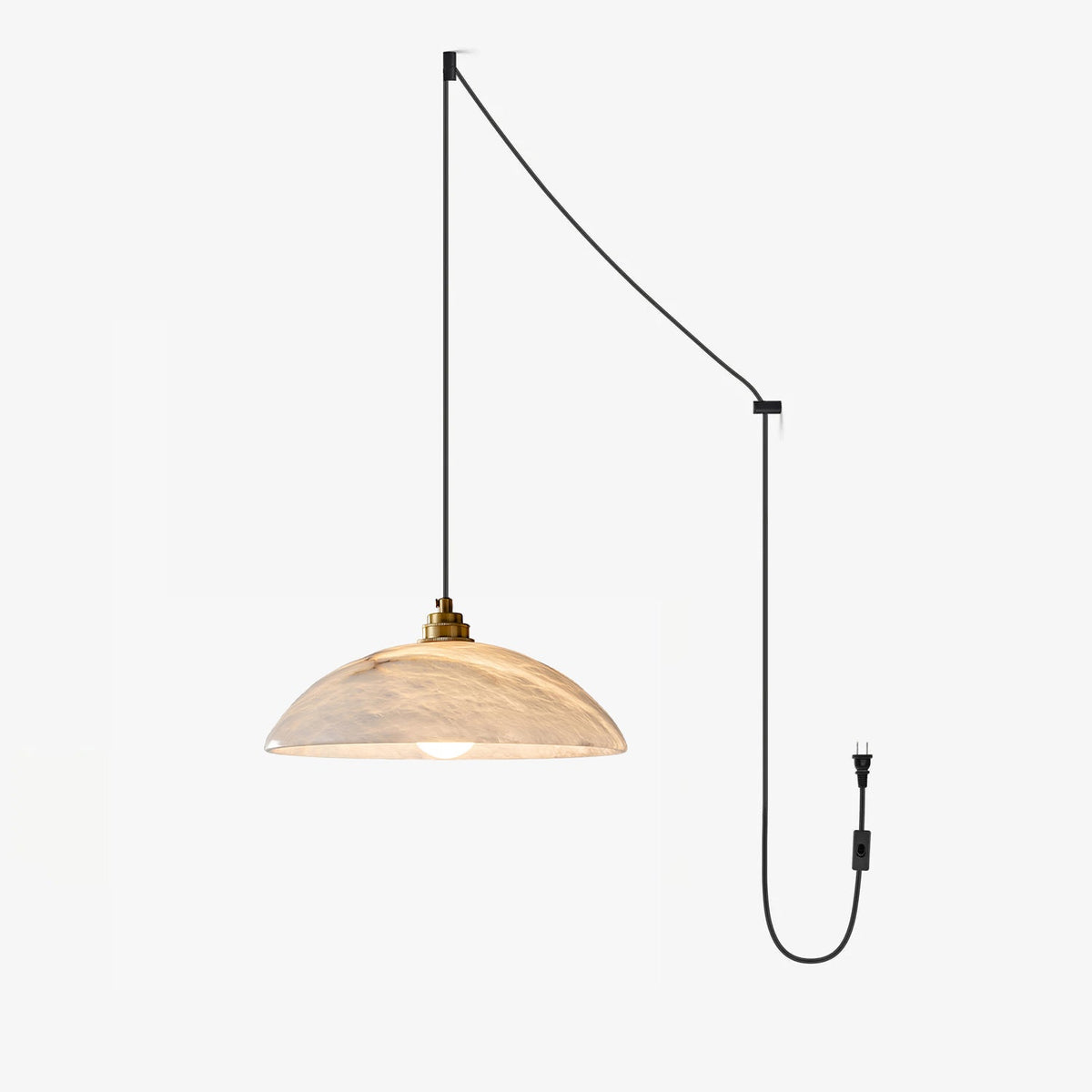 Alabaster Dome Swag Pendant Light in Brass Finish