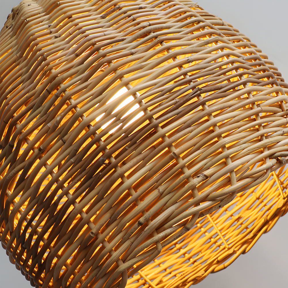 Handmade Leather Rattan Lampshade Led Wabi Sabi Japanese Style Chandelier Li002751