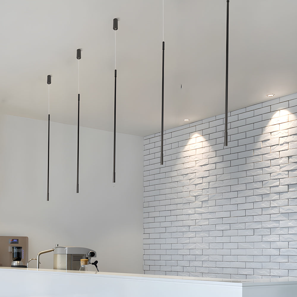 Black Long Vertical Linear Led Pendant Light