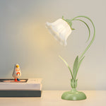 Rustic Green Desk Lamp Floral Shade