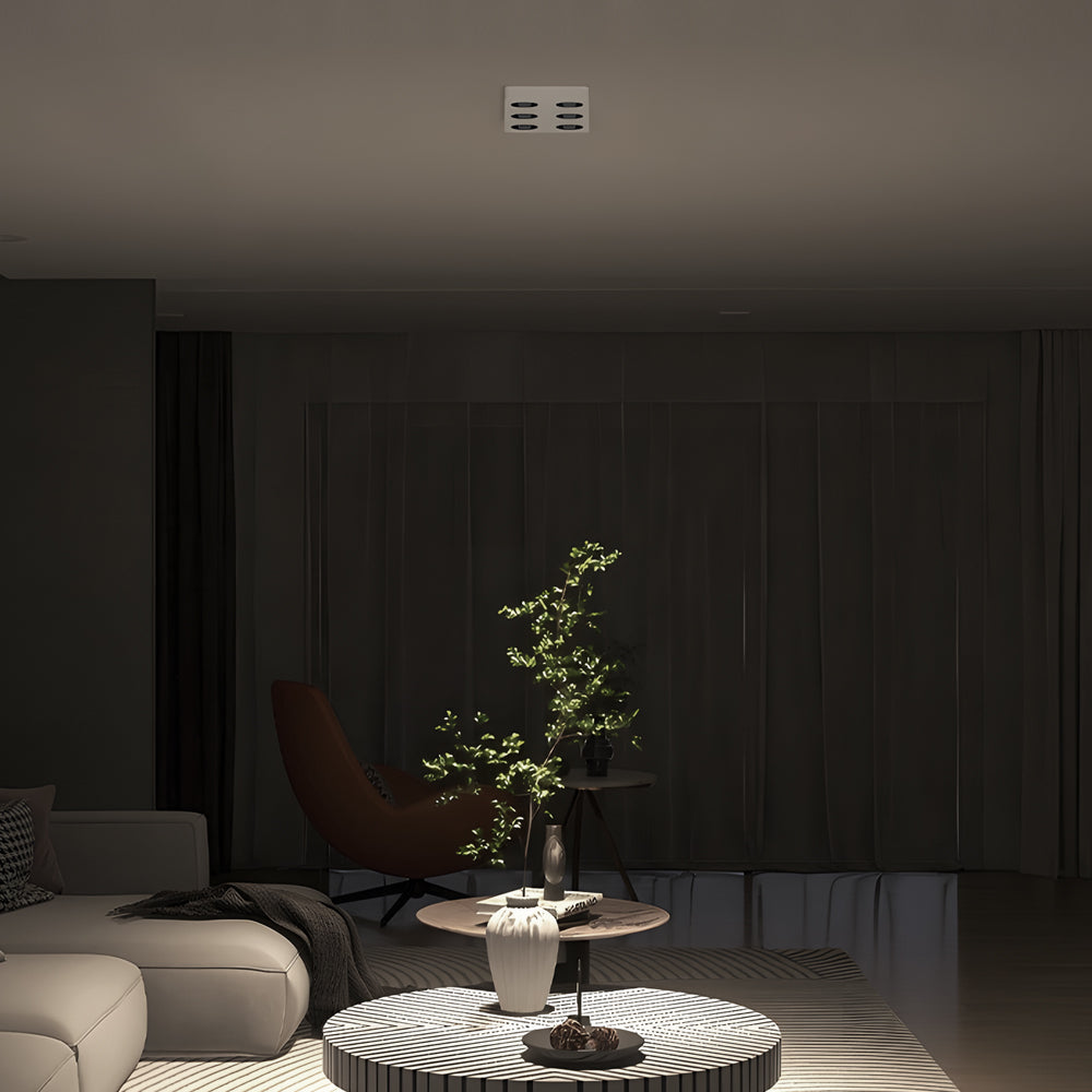 Peg Rectangular 6 8 Light White Led Flush Mount Light