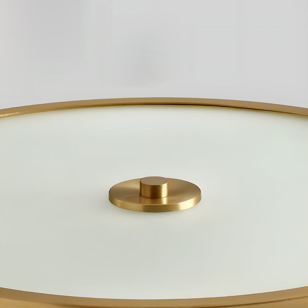 Drum Brass Flush Mount Ceiling Light Clear Ribbed Glass Lamp For Bedroom