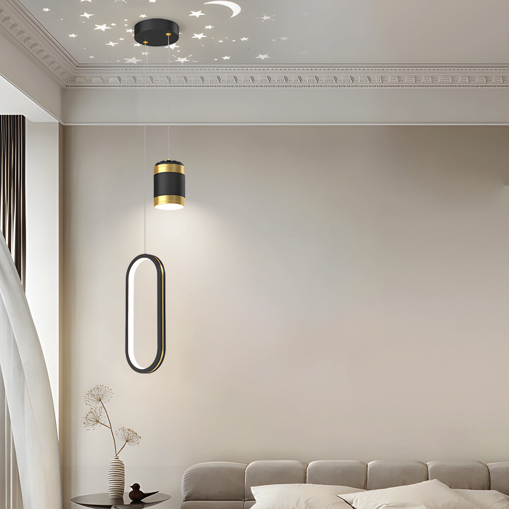 Creative Starry Projection Ring 3 Step Dimming Modern Led Pendant Lights