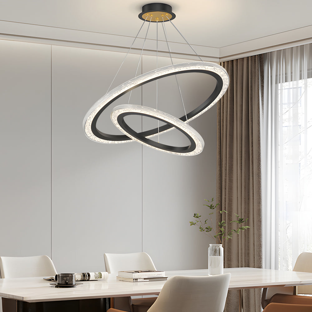 2 3 Rings Adjustable Luxury 3 Step Dimming Modern Chandelier Hanging Lights